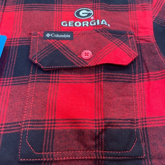 GEORGIA BULLDOGS FLANNEL SHIRT-ADULT MEDIUM-COLUMBIA-STITCHED -NWT $65 - Picture 4 of 7